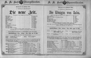 Theaterzettel (Oper und Burgtheater in Wien) 18920212 Seite: 1