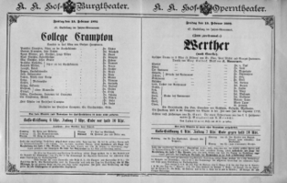 Theaterzettel (Oper und Burgtheater in Wien) 18920219 Seite: 1