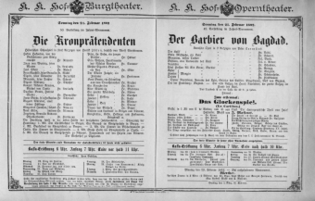 Theaterzettel (Oper und Burgtheater in Wien) 18920221 Seite: 1