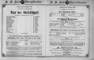 Theaterzettel (Oper und Burgtheater in Wien) 18920223 Seite: 1