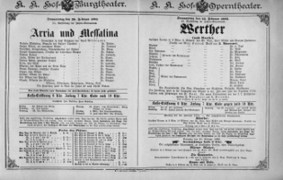 Theaterzettel (Oper und Burgtheater in Wien) 18920225 Seite: 1