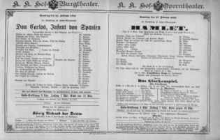 Theaterzettel (Oper und Burgtheater in Wien) 18920227 Seite: 1