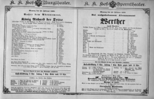 Theaterzettel (Oper und Burgtheater in Wien) 18920229 Seite: 1
