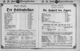 Theaterzettel (Oper und Burgtheater in Wien) 18920307 Seite: 1