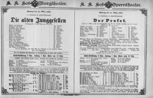Theaterzettel (Oper und Burgtheater in Wien) 18920314 Seite: 1