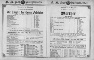 Theaterzettel (Oper und Burgtheater in Wien) 18920316 Seite: 1