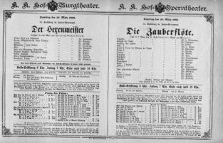 Theaterzettel (Oper und Burgtheater in Wien) 18920319 Seite: 1
