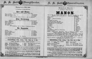 Theaterzettel (Oper und Burgtheater in Wien) 18920321 Seite: 1