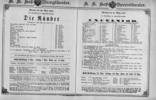 Theaterzettel (Oper und Burgtheater in Wien) 18920328 Seite: 1