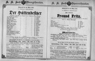 Theaterzettel (Oper und Burgtheater in Wien) 18920330 Seite: 1