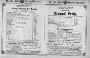 Theaterzettel (Oper und Burgtheater in Wien) 18920331 Seite: 1