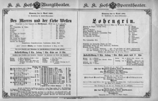 Theaterzettel (Oper und Burgtheater in Wien) 18920403 Seite: 1