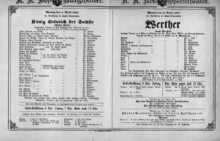 Theaterzettel (Oper und Burgtheater in Wien) 18920404 Seite: 1