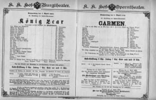 Theaterzettel (Oper und Burgtheater in Wien) 18920407 Seite: 1