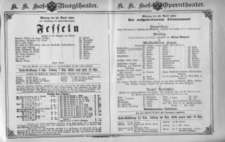 Theaterzettel (Oper und Burgtheater in Wien) 18920425 Seite: 1