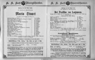 Theaterzettel (Oper und Burgtheater in Wien) 18920429 Seite: 1