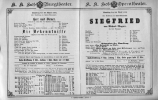Theaterzettel (Oper und Burgtheater in Wien) 18920430 Seite: 1