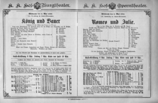 Theaterzettel (Oper und Burgtheater in Wien) 18920504 Seite: 1