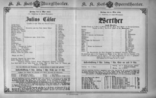 Theaterzettel (Oper und Burgtheater in Wien) 18920506 Seite: 1