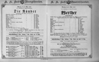 Theaterzettel (Oper und Burgtheater in Wien) 18920509 Seite: 1