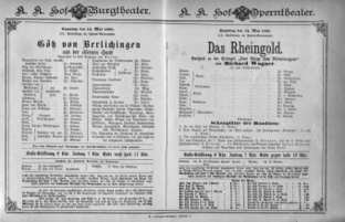 Theaterzettel (Oper und Burgtheater in Wien) 18920514 Seite: 1