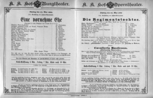 Theaterzettel (Oper und Burgtheater in Wien) 18920524 Seite: 1