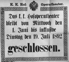 Theaterzettel (Oper und Burgtheater in Wien) 18920601 Seite: 1