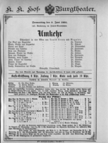 Theaterzettel (Oper und Burgtheater in Wien) 18920609 Seite: 1