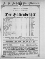 Theaterzettel (Oper und Burgtheater in Wien) 18920615 Seite: 1