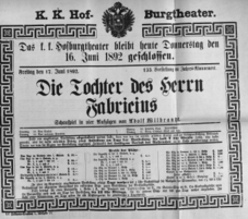 Theaterzettel (Oper und Burgtheater in Wien) 18920616 Seite: 1
