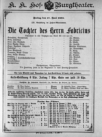 Theaterzettel (Oper und Burgtheater in Wien) 18920617 Seite: 1