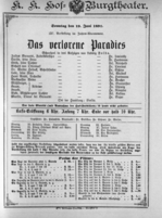 Theaterzettel (Oper und Burgtheater in Wien) 18920619 Seite: 1