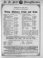 Theaterzettel (Oper und Burgtheater in Wien) 18920621 Seite: 1