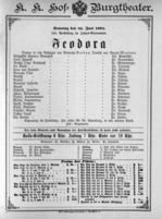 Theaterzettel (Oper und Burgtheater in Wien) 18920626 Seite: 1