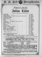 Theaterzettel (Oper und Burgtheater in Wien) 18920627 Seite: 1
