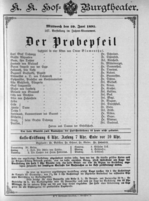 Theaterzettel (Oper und Burgtheater in Wien) 18920629 Seite: 1