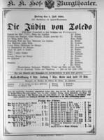 Theaterzettel (Oper und Burgtheater in Wien) 18920701 Seite: 1