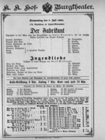 Theaterzettel (Oper und Burgtheater in Wien) 18920707 Seite: 1