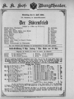 Theaterzettel (Oper und Burgtheater in Wien) 18920709 Seite: 1