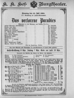 Theaterzettel (Oper und Burgtheater in Wien) 18920710 Seite: 1