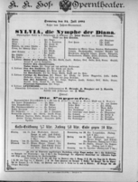 Theaterzettel (Oper und Burgtheater in Wien) 18920724 Seite: 1