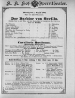 Theaterzettel (Oper und Burgtheater in Wien) 18920801 Seite: 1