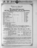 Theaterzettel (Oper und Burgtheater in Wien) 18920815 Seite: 1