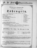 Theaterzettel (Oper und Burgtheater in Wien) 18920914 Seite: 1