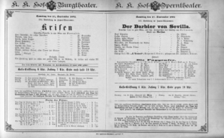 Theaterzettel (Oper und Burgtheater in Wien) 18920917 Seite: 1
