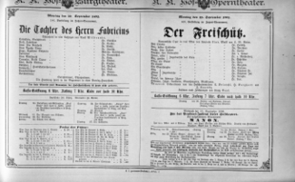 Theaterzettel (Oper und Burgtheater in Wien) 18920919 Seite: 1