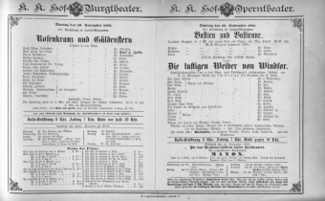 Theaterzettel (Oper und Burgtheater in Wien) 18920920 Seite: 1
