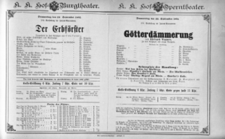 Theaterzettel (Oper und Burgtheater in Wien) 18920922 Seite: 1