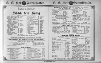 Theaterzettel (Oper und Burgtheater in Wien) 18920923 Seite: 1