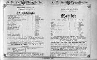 Theaterzettel (Oper und Burgtheater in Wien) 18920924 Seite: 1